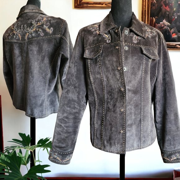 COLDWATER CREEK Chocolate Brown Leather Western Jacket Size MED - Picture 1 of 10